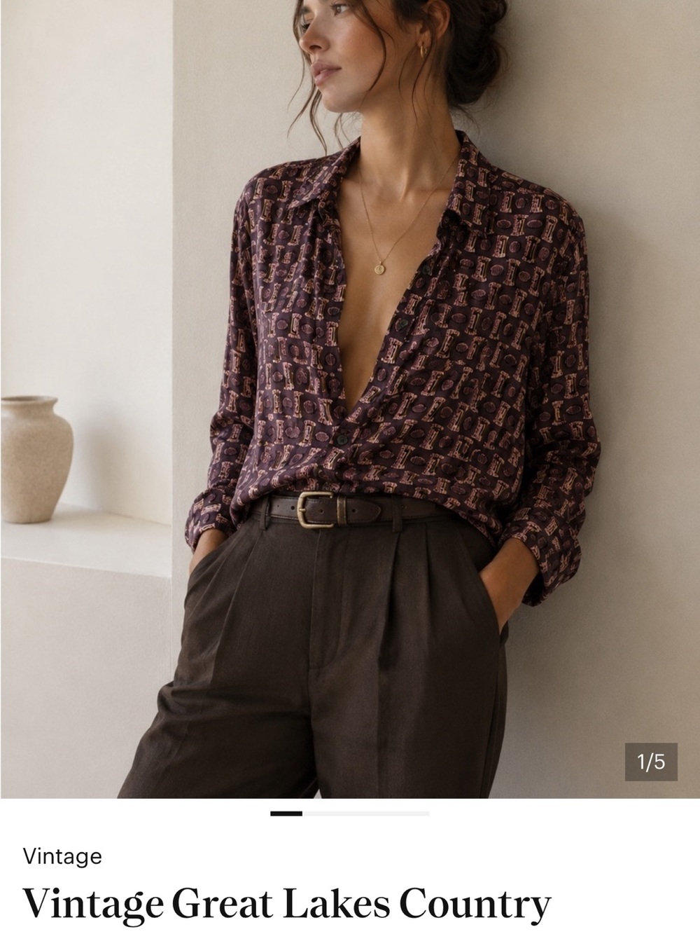 Purple Printed Button-Up Shirt